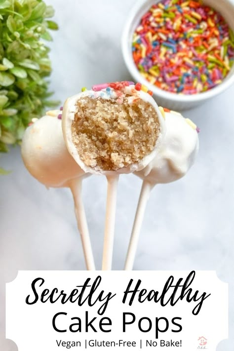 cake pops Gluten And Dairy Free Birthday Desserts, Healthy No Bake Cake Pops, Gluten Free Birthday Treats For School, Cake Pops Recipe Healthy, Cake Pop Healthy, Healthier Cake Pops, Healthy Cake Pops Recipe For Kids, Gf Cake Pops, Gluten And Dairy Free Cake Pops