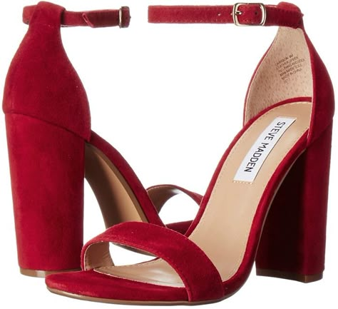 Steve Madden Carrson Dark Red Dark Red High Heels, Heels Ankle Straps, Lined Shoes, Thick Heel Shoes, Wrap Shoes, Shoes Chunky, Chunky Heel Shoes, Jimmy Choo Heels, Prom Heels