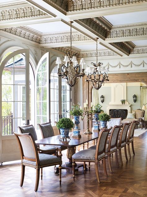 Although this entire home is a work of art, the dining room is an obvious gem. Read more about Bruce Kading's award-winning project at the link in our bio. 📸 Annie Schlechter French Provincial Home, Dining Room Victorian, Provincial Home, Breakfast Nooks, Curved Walls, Atlanta Homes, French Provincial, Breakfast Room, Dining Room Design