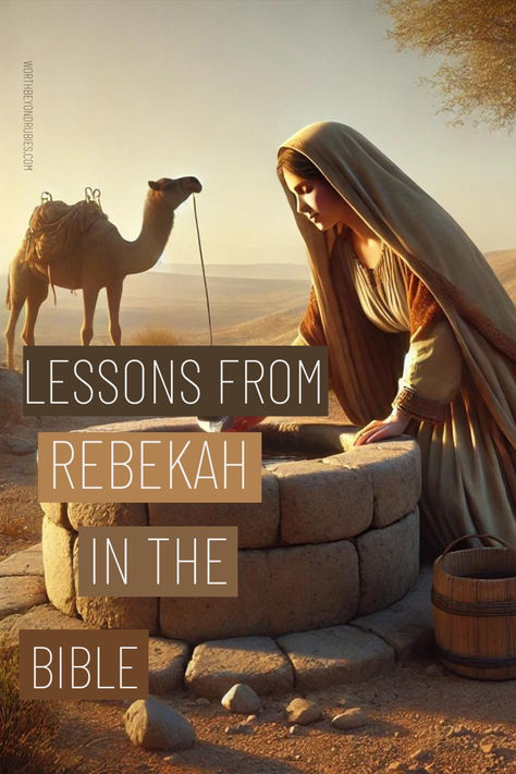 a woman getting water from a well and a camel in the background