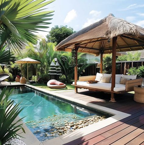 Florida Tropical Landscaping, Bali Backyard, Backyard Layouts, Amenities Design, Diy Backyard Decor, Bali Outdoor, Tropical Landscaping Ideas, Bali Style Home, Bali Garden