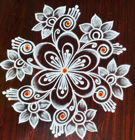 Mugulu Designs Latest, Latest Rangoli Designs Images, Small Free Hand Rangoli, Flower Design Rangoli, Margali Kolam, Geethala Muggulu, Rangoli Designs For Competition, Simple Muggulu, Creative Rangoli