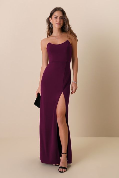 Burgundy bridesmaid dresses long