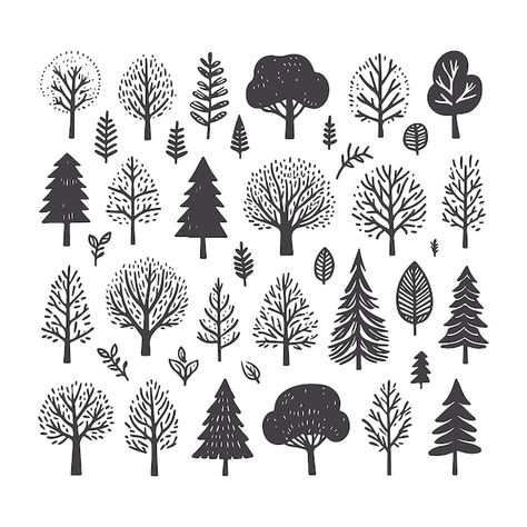 Hand Drawn Tree Illustrations Trees Simple Drawing, Drawing Trees Simple, Tree Doodle Simple, Tree Sketches Simple, Tree Simple Drawing, Pine Tree Illustration, Tree Doodles, Drawn Tree, Trees Drawing