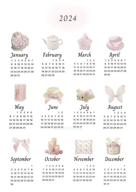 Pink Calendar, Desain Quilling, Soft Pink Theme, Cute Calendar, Pink Posters, Pink Girly Things, Pink Themes, Cute Poster, Room Posters