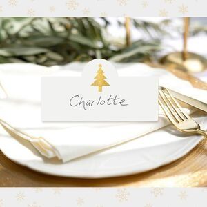 Place Cards & Wine Charms | notonthehighstreet.com Christmas Table Place Card, Christmas Table Place Cards, Christmas Name Place Cards, Place Cards Christmas, Christmas Dinner Set, Gold Foil Christmas, Place Name Cards, Christmas Place Cards, Gold Foil Design