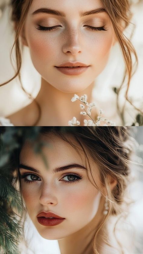 Soft Fall Bridal Makeup, Enchanting Wedding Makeup, Romantic Bride Makeup, Glam Makeup Looks Wedding, Simple Natural Wedding Makeup, Wedding Eyeshadow Looks, Photoshoot Makeup Ideas Natural, Whimsical Wedding Makeup, Glam Wedding Makeup Brown Eyes