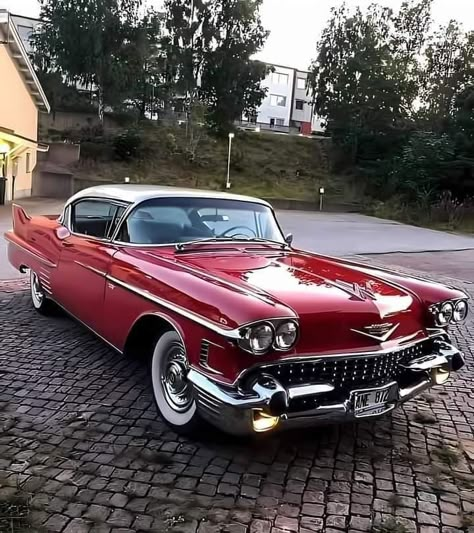 1950 Cars, 1950 Cadillac, Red Cadillac, Vintage Cadillac, 1959 Cadillac, Cool Old Cars, Old Vintage Cars, Carros Vintage, Cadillac Deville