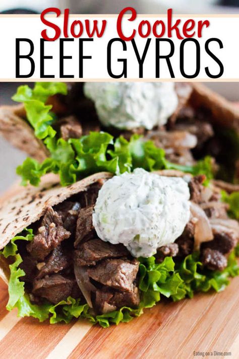 Beef Gyros Recipe, Gyro Recipe Beef, Beef Gyros, Gyro Meat Recipe, Gyros Recipe, Beef Gyro, Chicken Gyro Recipe, Lamb Gyros, Crock Pot Beef