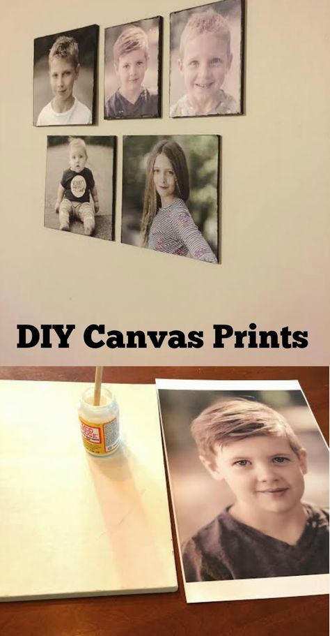 DIY Canvas prints.  So easy and so cheap! Diy Canvas Pictures, Diy Picture Canvas, Picture Canvas Wall Ideas, Diy Photo Crafts, Canvas Picture Wall Ideas, Canvas Photo Transfer, Soft Character, Diy Canvas Photo, Budget Interior Design