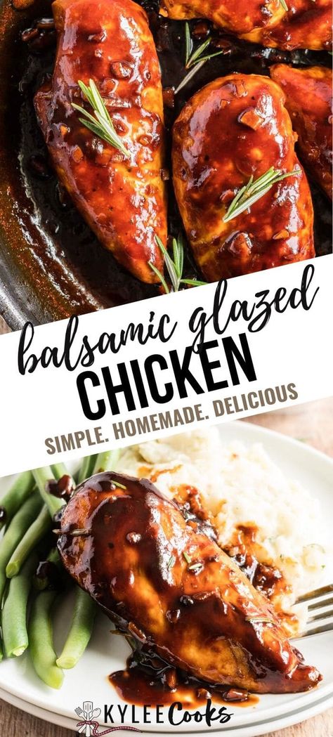 Balsamic Chicken Breast, Glazed Chicken Breast, Honey Balsamic Chicken, Balsamic Glaze Recipes, Balsamic Glazed Chicken, Creative Backyard, Chicken Tender Recipes, Balsamic Chicken, Glazed Chicken