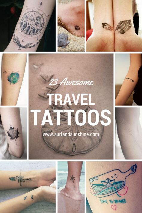 From clean and simple to completely innovative, here are 23 Inspiring #Travel #Tattoo Ideas via @jeanabeena Unique Tattoos Black Women, Travel Tattoo Ideas, Travel Tattoos, Small Quote Tattoos, Small Tattoos With Meaning, Theme Tattoo, Omerta Tattoo, Tattoos Geometric, Small Quotes