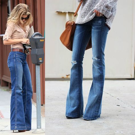 Come scegliere il jeans più adatto al proprio fisico? Outfit Con Jeans A Zampa, Jeans Zampa Outfit, Outfit Jeans A Zampa, Jeans Palazzo Outfits, Palazzo Outfit, Vestiti In Jeans, Outfits Con Jeans, Apple Body Shapes, Moda Jeans