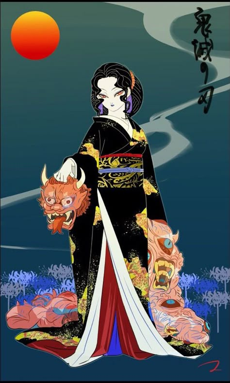 Lady Muzan, Female Muzan, Old Japanese Art, Wolf’s Rain, Demon Slayer Demons, Muzan Jackson, Japanese Art Modern, Kibutsuji Muzan, Japanese Art Styles