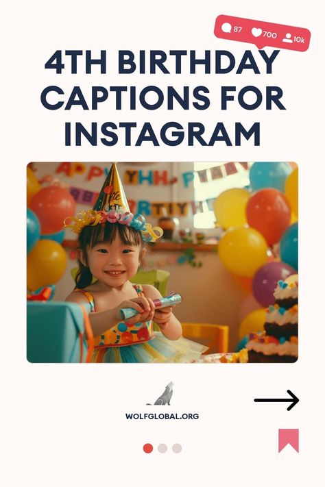 A smiling child wearing a party hat surrounded by colorful balloons at a birthday party.
Graphic with cheerful statements celebrating a four-year-old's birthday milestones and a call to action button.
A smiling woman with a laptop surrounded by social media icons advertises an Instagram engagement pod. Turning 15 Birthday, 25 Birthday Captions, 15 Birthday Quotes, Baddie 21st Birthday, 25th Birthday Captions Instagram, Birthday Instagram Ideas, Taylor Swift 21st Birthday, 15th Birthday Captions, Birthday Captions For Friend