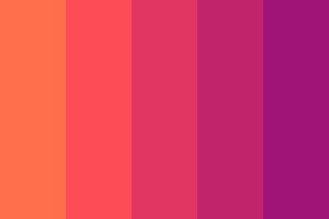 Purple and Orange Sunset Color Palette Fuschia Orange Color Palette, Pink And Orange Colour Scheme, Purple And Orange Mood Board, Pink Purple Blue Orange Color Palette, Red Pink And Orange Color Palette, Orange And Red Palette, Orange Pink Purple Color Palette, Bright Orange Palette, Orange And Purple Decor