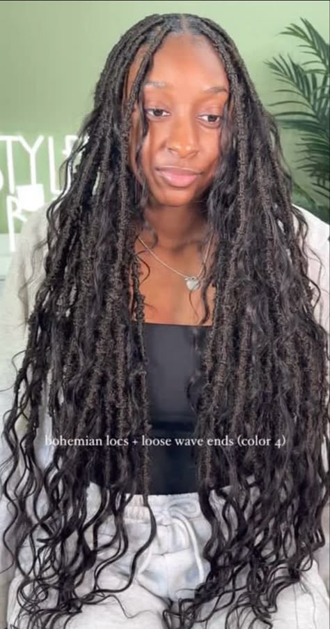 Meagan Good Faux Locs Harlem, Faux Locs Color, Boho Soft Locs, Maintenance Week, Hair Theory, Box Braid Ideas, Locs Color, Braids Faux Locs, Braids And Locs