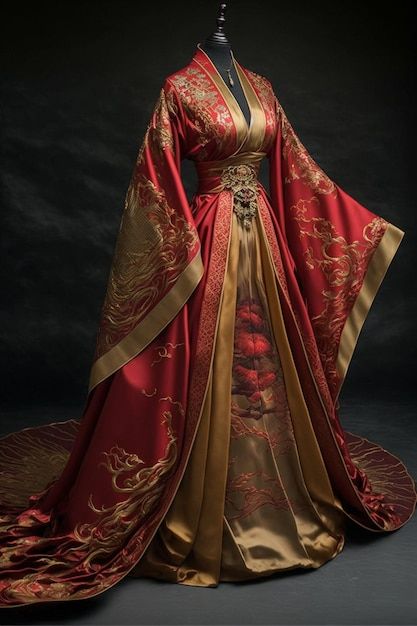 Lady Dress Design, Red And Gold Dress Formal, Red Gold Wedding Dress, Red Gold Dress, Red Queen Dress, Gold And Red Dress, Red And Gold Clothes, Red Royal Dress, Red And Gold Suit