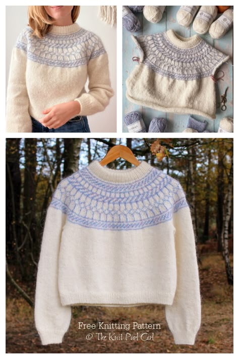 Easy Colorwork Sweater, Top Down Jumper Knitting Pattern, Knit Collar Sweater, Colorwork Sweater Knitting Pattern Free, Colorful Knitting Patterns, Free Sweater Patterns Knit, Knit Fair Isle Sweater Pattern Free, Knitting Colorwork Chart Free Pattern, Fairisle Jumper Knitting Pattern