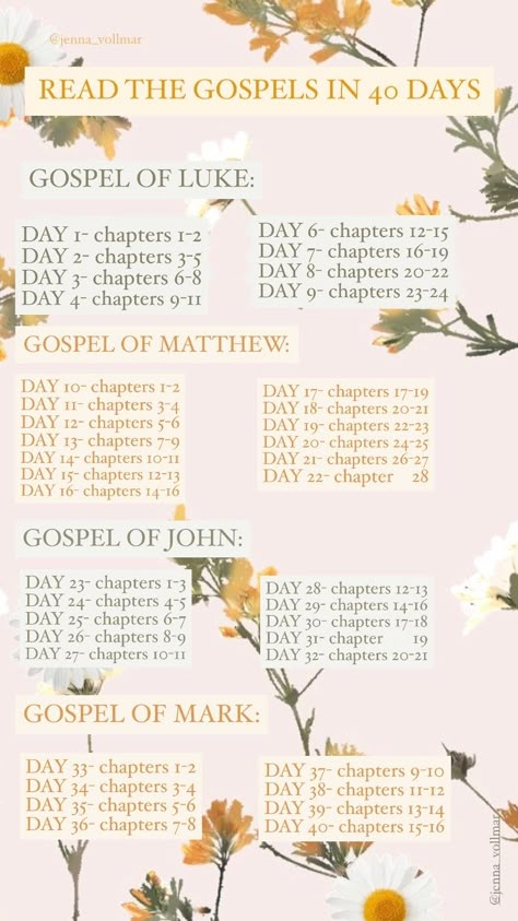 Created this based on another Pinterest gospel reading plan I saw :)