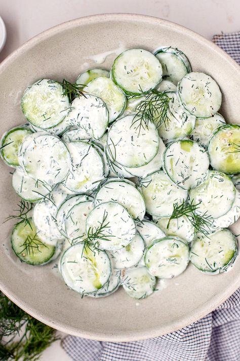 Cucumber Dill Salad Salad With Sour Cream, Dill Salad, Cucumber Dill Salad, Creamed Cucumbers, Cucumber Dill, Savory Dishes, Salad Side Dishes, Savoury Dishes, Gluten Free Vegetarian