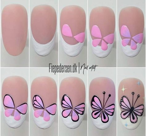 Butterfly Nail Designs, Kutek Disney, Quick Nail Art, Nail Art Designs Images, Art Deco Nails, Dot Nail Art, Nail Drawing, Nail Designs Tutorial, Nail Techniques