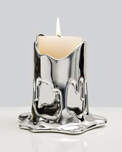 Melted Candle, Melting Metal, Silver Candle, Nail Room, Melting Candles, Dream House Decor, Objects Design, Rooms Home Decor, Home Decor Ideas