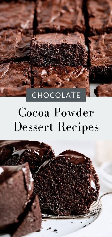 Cocoa Powder Desserts Easy, Cocoa Brownies Recipe, Brownie With Cocoa Powder, Brownie Cocoa Powder, Choco Powder Recipes, Cocoa Desserts Easy, Cocoa Powder Cake, Cocoa Powder Cake Recipes, Brownies Cocoa Powder