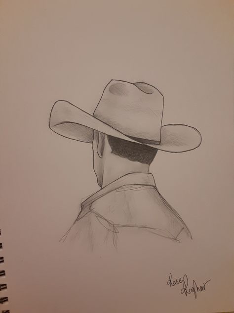 Vaquera Drawing, Southern Drawings Easy, Cowboy And Cowgirl Drawing, Western Drawings Simple Artwork, Best Sketches Pencil Drawings Easy, Cowboy Sketch Easy, Cute Easy Western Drawings, Ranch Drawing Western Art, Country Sketches Easy