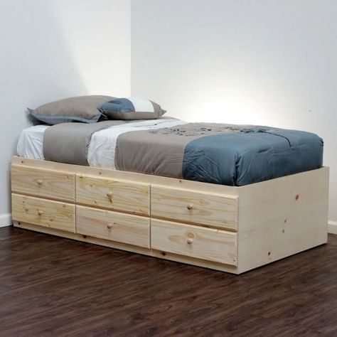 Twin Bed Frame With Drawers, Diy Twin Bed Frame, Twin Bed With Drawers, Diy Twin Bed, Kids Platform Bed, Twin Xl Bed Frame, Twin Storage, Wood Twin Bed, Twin Storage Bed