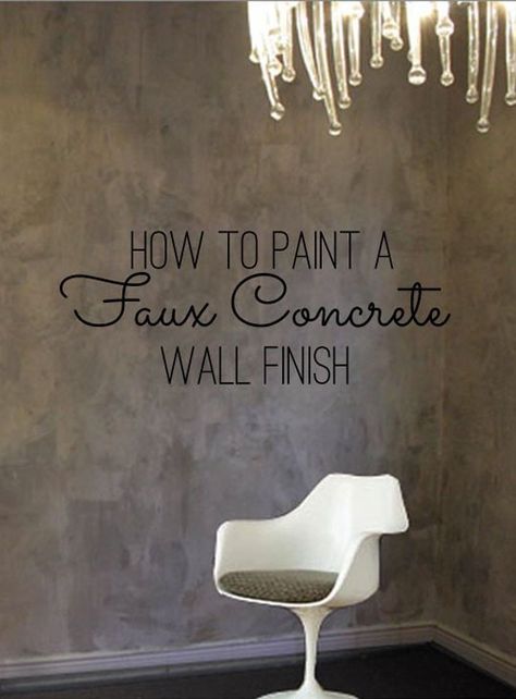 DIY Home Decor: How To Paint a Faux Concrete Wall Finish Concrete Wall Finish, Concrete Wall Paint, Faux Finishes For Walls, Faux Concrete Wall, Faux Walls, Diy Wand, Vintage Industrial Decor, Faux Painting, Paint Techniques