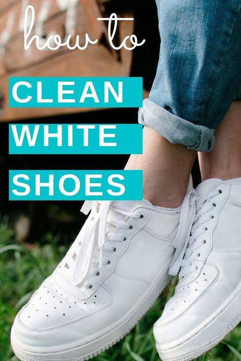 Who doesn't love the look of a pain of clean white shoes? Unfortunately life happens and they get dirty. We have everything you need to clean white shoes from white canvas like Vans and Converse to white leather sneakers in this guide. Best of all? You probably already have everything you need! Clean White Leather Shoes, How To Whiten Shoes, Clean Tennis Shoes, How To Clean White Converse, Clean White Shoes, How To Clean White Sneakers, Converse Leather Shoes, White Leather Tennis Shoes, Clean White Leather