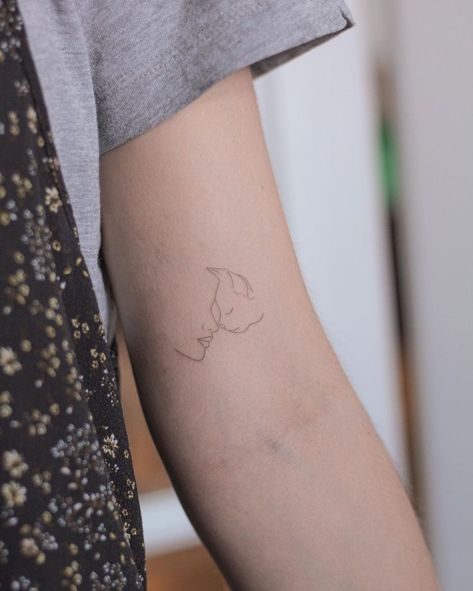 Minimalist Tattoo Of Hands, Small Tattoos For Cats, Cat Semi Colon Tattoos, Cat Side Profile Tattoo, Cat And Human Tattoo, Small Fine Line Cat Tattoo, Cat Tattoo Inspiration, Tattoo Ideas For Cats, Woman And Cat Tattoo