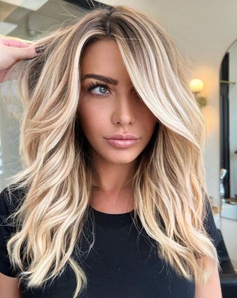 Butter Blonde Balayage Short Hair, Lala Kent Hair Blonde, Root Smudge Blonde Curtain Bangs, Natural Blonde With Balayage, Demintional Blonde Highlights, 40 Year Old Blonde Hair For Women, 2024 Popular Hairstyles, Blonde Balayage For Fair Skin, Balayage Frizura Blonde