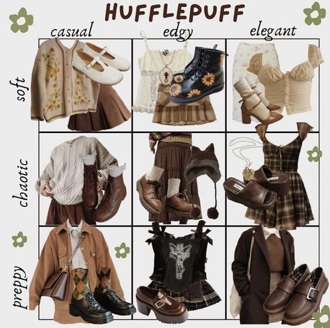 Magic Academy Aesthetic Outfit, Hufflepuff Casual Outfit, Hogwarts Hufflepuff Outfit, Hogwarts Aesthetic Outfits Hufflepuff, Healer Aesthetic Harry Potter, Hufflepuff Academia Outfit, Huffle Puff Outfits, Harry Potter Casual Outfits, Summer Harry Potter Outfits