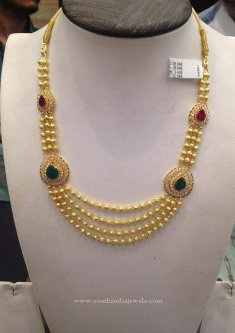 Gold Ball Necklace Designs, Latest Balls Necklace Models, Balls Necklace Collections. Ball Necklace Gold, Step Chains In Gold Indian, Mohan Mala, Step Chain, Gold Ball Necklace, Chain Jewellery, Gold Bridal Necklace, Neck Pieces Jewelry, Gold Jewelry Outfits