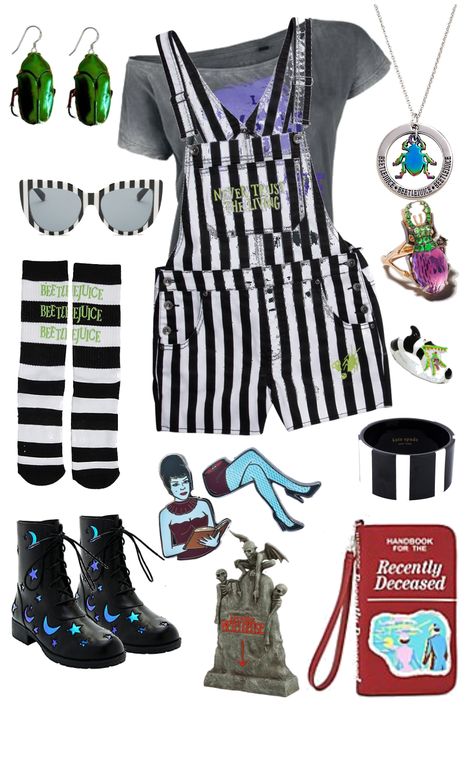 Outfits Inspired By Beetlejuice, Beetlejuice Musical Outfit, Horror Themed Outfits, Lydia Deetz Aesthetic Outfit, Beetlejuice Movie Outfit Ideas, Beatle Juice Outfit Ideas, Beetlejuice Outfit Ideas Women, Beetlejuice Costume Ideas For Women, Beetle Juice Outfit