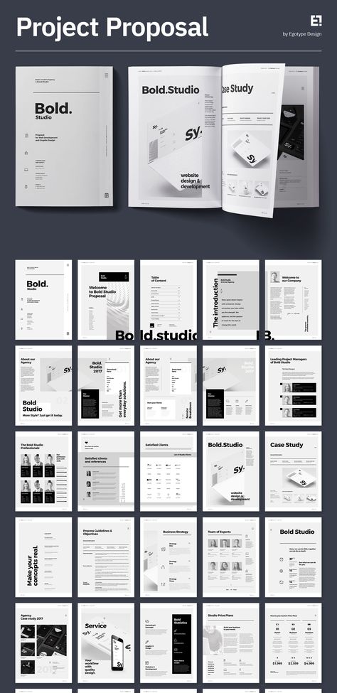 Bold Studio Series – Proposal and Portfolio Template Minimal and Professional Proposal Brochure template for creative businesses, created in Adobe InDesign, Adobe Photoshop, Microsoft Word and Apple Pages in International DIN A4 and US Letter format. As our latest update the files are also ready to use in Affinity Suite (Affinity Publisher, Affinity Designer and Affinity Photo). Download Template: https://1.envato.market/B0n4k1 Affinity Publisher Templates, Business Brochure Design Layout, Proposal Design Layout Creative, Proposal Layout Design, Business Proposal Design, Marketing Proposal Template, One Pager Design, Letter Layout, Proposal Layout