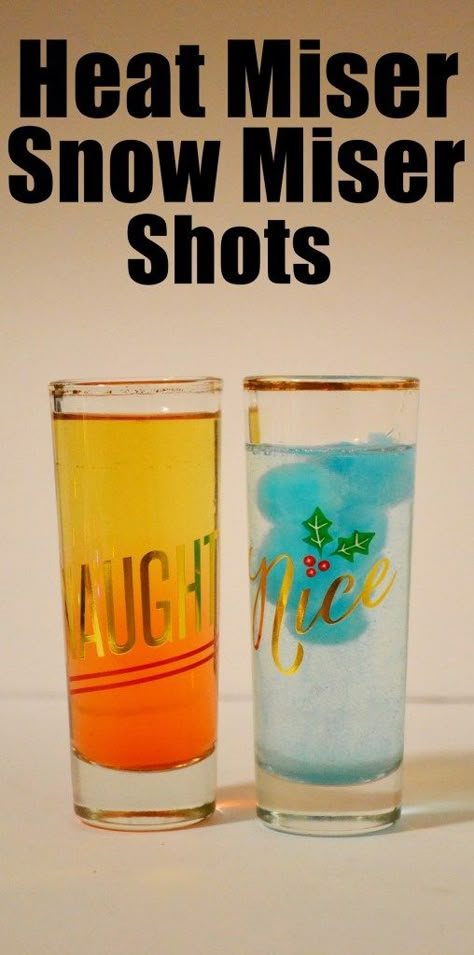 Heat Miser and Snow Miser Shots - Twelve Shots of Christmas | Unicorn Hideout Christmas Shots Alcohol, Holiday Shot Recipes, Heat Miser And Snow Miser, Heat Miser Snow Miser, Adult Slushies, Blue Popsicles, Shots Alcohol Recipes, Year Without A Santa Claus, Peppermint Schnapps