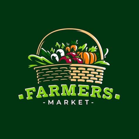 Hand drawn farmers market logo | Free Vector #Freepik #freevector #personal-logo #farmer-logo #farming-logo #farm-logo Farm Products Logo, Farmers Market Logo Design, Vegetable Shop Logo, Vegetable Logo Design, Farmer Logo Design, Farm Logo Inspiration, Vegetable Logo, Farmer Logo, Farming Logo