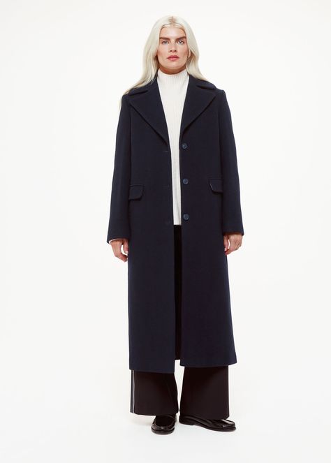 Navy Amalia Longline Coat | WHISTLES | Whistles US | Navy Boyfriend, Longline Coat, Glad Rags, Long Coats, Wool Blend Coat, Women's Coats & Jackets, Women's Coats, Petite Size, Minimal Fashion