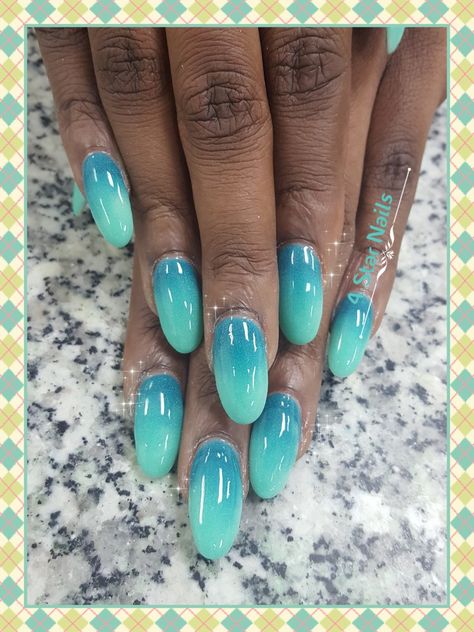 Cyan Nails Design, Aquamarine Nails Gel, Ocean Themed Nail Art, Ocean Blue Nails Summer, Cyan Blue Nails Design, Tiffany Nails Design, Turquoise Nail Designs Summer, Mermaid Color Nails, Teal Nail Designs Turquoise