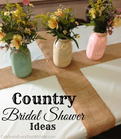 LOVE these ideas for a Country Bridal Shower!  So cute!! http://celebrateeverydaywithme.com/2014/07/country-bridal-shower-ideas.html Shabby Chic Bridal Shower Ideas, Country Bridal Shower Ideas, Country Chic Baby Shower, Western Bridal Showers, Country Bridal Shower, Seed Favors, Couple Wedding Shower, Summer Bridal Showers, Wedding Shower Decorations