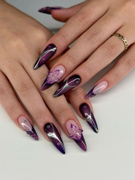 Fashion: #fashion, #style, #outfitinspiration, #beauty Aura Short Nails, Aura Nails Black, Purple Aura Nails, Aura Nail Art, Lady Gaga Nails, Aura Nail Designs, Black And Purple Nails, Aura Nail, Nails Aura