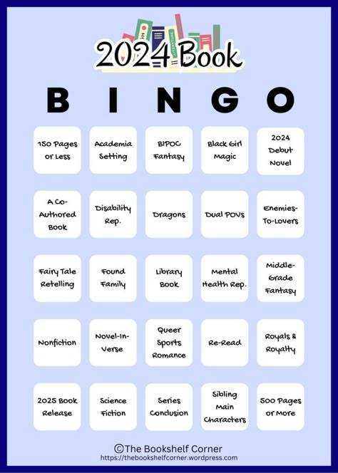 My 2024 Book Bingo – The Bookshelf Corner Booktok Bingo, Tbr Prompts, Book Journal Template, Reading Checklist, Book Checklist, Bingo Books, Reading Bingo, Book Bingo, Bookshelf Corner