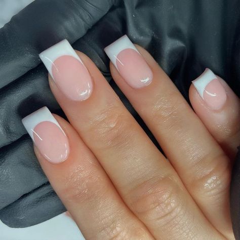 Thicker French Tip Nails, French Manicure Thick White, French Nails Thick White, Thick White French Tip Nails, Thick French Nails, Thick French Tip Nails, Toenails Colors, Thick French Tip, Nude French Manicure