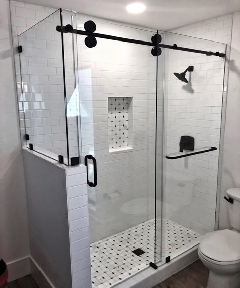 Shower Door Enclosures, Barn Door Shower Doors Small Bathrooms, Rolling Glass Shower Door, Euro Shower Doors, Master Bath Shower Door Ideas, Shower Doors For Small Showers, Barn Doors For Shower Doors, Stand Up Showers Ideas, Glass Bathroom Shower Door