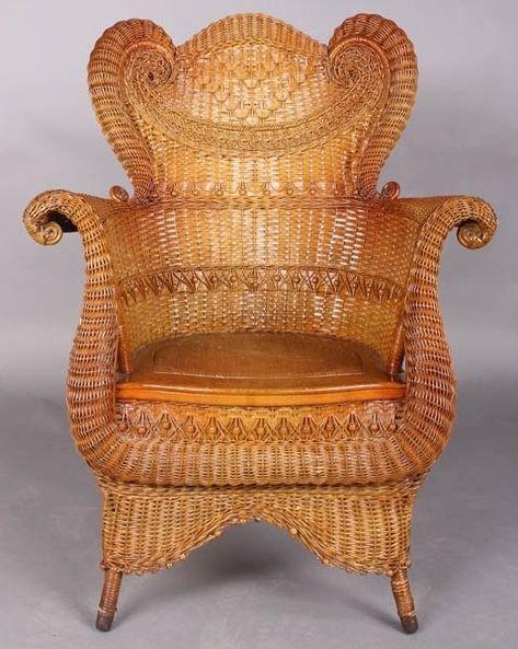 Vintage Wicker Furniture, Cane Chairs, Old Wicker, Wicker Armchair, Antique Wicker, Heywood Wakefield, Covered Patios, Cane Furniture, Outdoor Patios