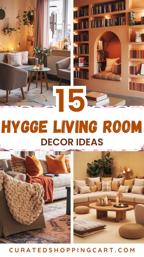 Enhance your living room with these 15 cozy hygge decor ideas.Learn how to create a warm, inviting space using layered lighting, personal touches & DIY crafts. Perfect for anyone looking to embrace the hygge lifestyle in their home decor. Cozy living room, hygge transformation, hygge living room ideas, hygge living room inspiration, hygge living room decor ideas, hygge living room fairy lights, hygge living room rugs, hygge living room aesthetic, hygge living room design, hygge living room small Wooden Themed Living Room, Cosy Living Room Rugs, Clean Decor Living Room, Cosy Maximalist Living Room, Family Living Room Designs, Hygge House Decor, Hygge Design Interiors, Woodsy Living Room Cozy, Hygge Basement