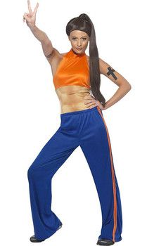 Sporty Spice Adult Costume                                                                                                                                                                                 Plus Sporty Spice Outfit, Spice Girls Fancy Dress, Sporty Spice Costume, Sporty Spice Girl, Spice Outfit, Spice Girls Outfits, Spice Girls Costumes, Pop Star Costumes, 90s Fancy Dress